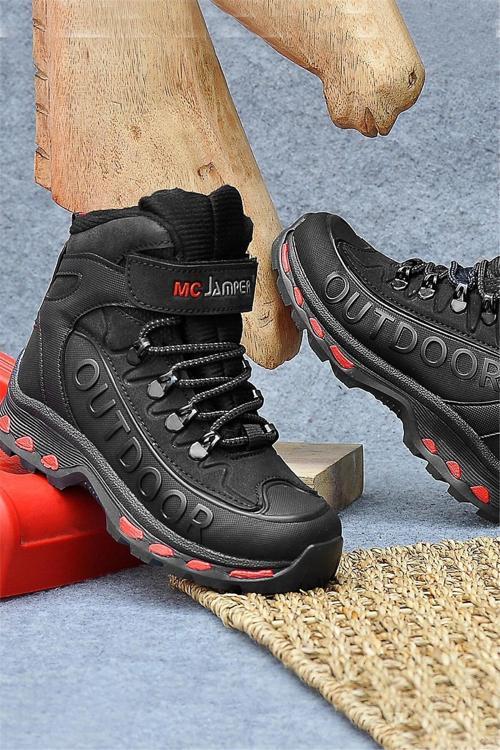 2115 Filet Erkek Çocuk Outdoor Bot Siyah - Kırmızı