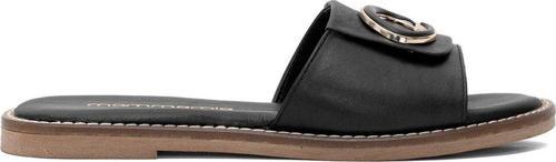 D25Yt-1370 Kadın Hakiki Deri Düz Terlik Siyah