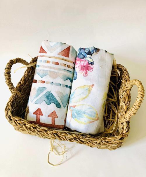 2 Adet  Çok Amaçlı Müslin Bezi Örtü Battaniye