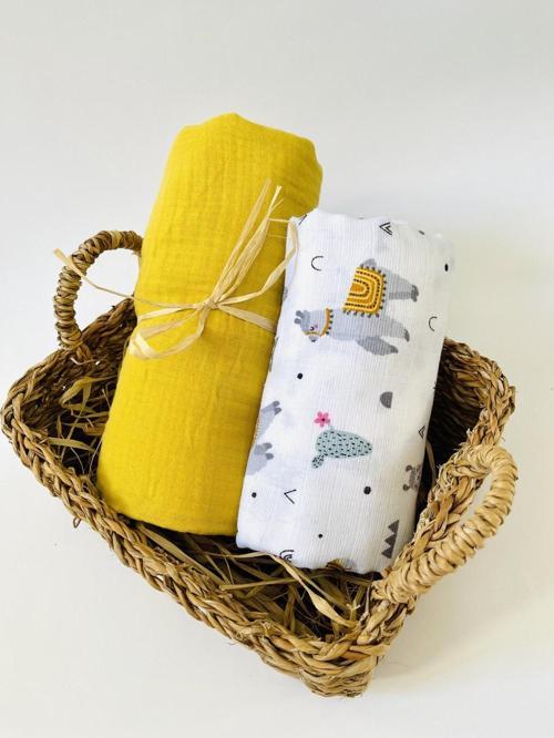 2 Adet 4 Katlı Ve 2 Katlı Çok Amaçlı Müslin Bezi Örtü Battaniye