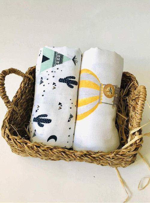 2 Adet  Çok Amaçlı Müslin Bezi Örtü Battaniye