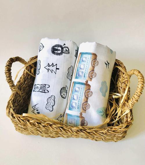 2 Adet  Çok Amaçlı Müslin Bezi Örtü Battaniye