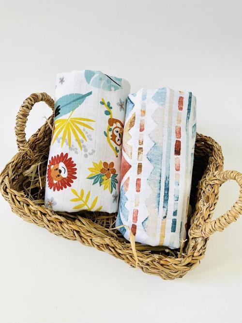 2 Adet  Çok Amaçlı Müslin Bezi Örtü Battaniye