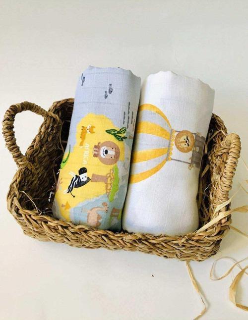 2 Adet  Çok Amaçlı Müslin Bezi Örtü Battaniye