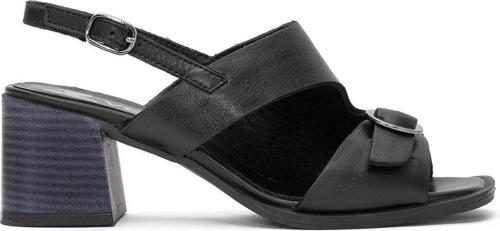 2510912Y Kadın Hakiki Deri Topuklu Sandalet Siyah