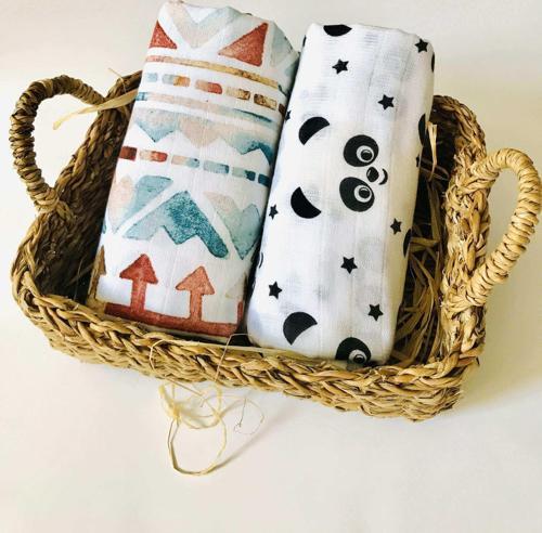 2 Adet  Çok Amaçlı Müslin Bezi Örtü Battaniye