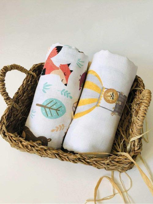 2 Adet  Çok Amaçlı Müslin Bezi Örtü Battaniye