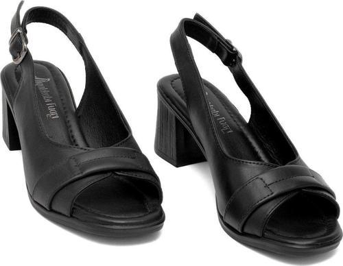 Elit Koc22-18 Kadın Hakiki Deri Topuklu Sandalet Siyah