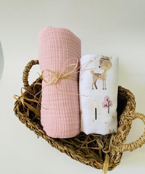 2 Adet 4 Katlı Ve 2 Katlı Çok Amaçlı Müslin Bezi Örtü Battaniye