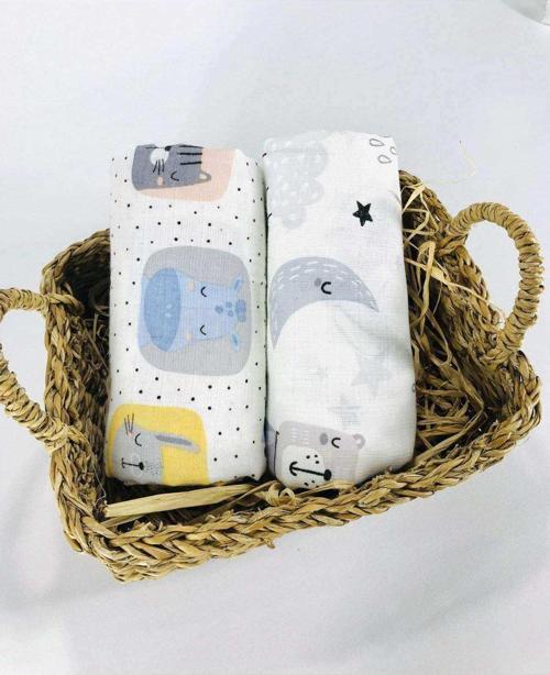 2 Adet  Çok Amaçlı Müslin Bezi Örtü Battaniye