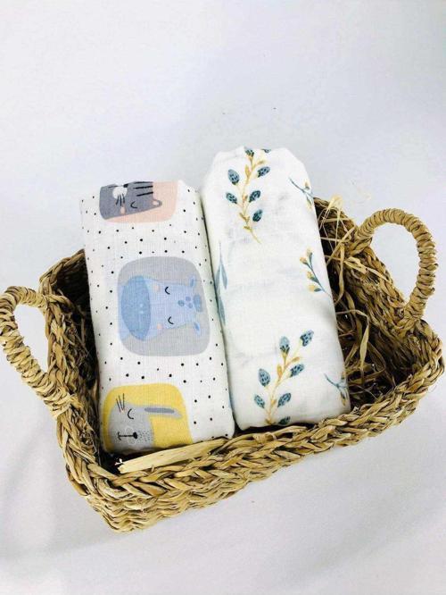 2 Adet  Çok Amaçlı Müslin Bezi Örtü Battaniye