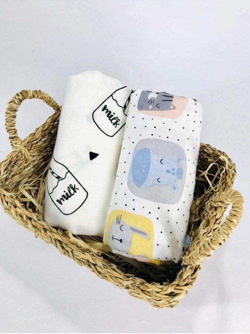 2 Adet  Çok Amaçlı Müslin Bezi Örtü Battaniye