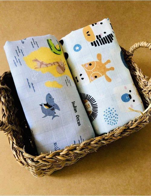 2 Adet Organik  Müslin Örtü Battaniye