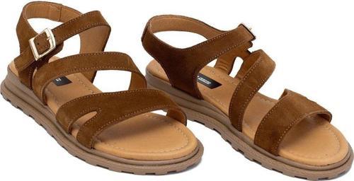 Elit Rhea Kadın Hakiki Deri Düz Sandalet Taba