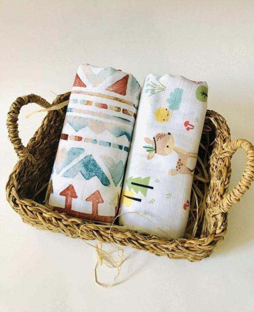 2 Adet  Çok Amaçlı Müslin Bezi Örtü Battaniye