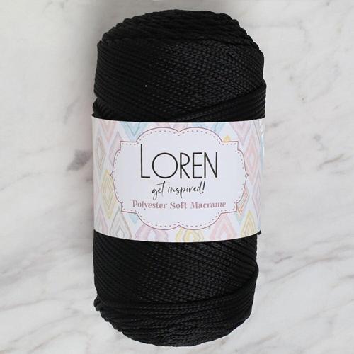  Polyester Soft Macrame Siyah El Örgü İpi - LM040 - 34445