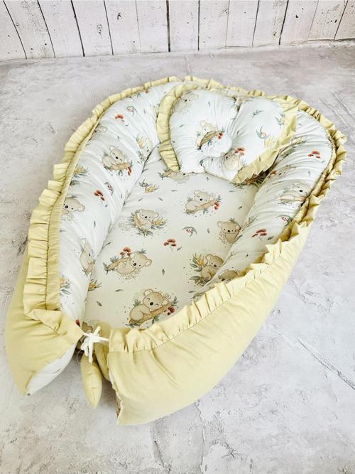 Baby Nest Koala Fırfırlı Ortopedik Çift Taraflı Bebek Yatağı Anne Yanı Bebek Yatağı