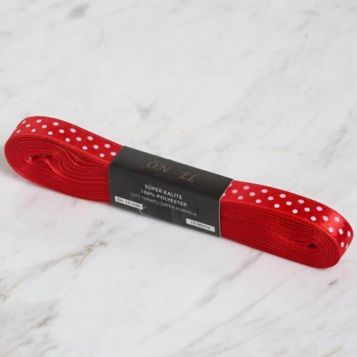  Crafts 1cm 10 mt Kırmızı Saten Puantiyeli Ku