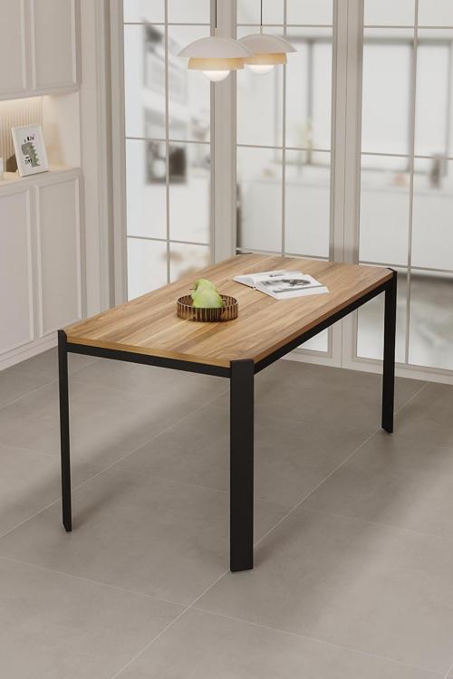 Nexa Metal Ayaklı 70x120 Sabit Ahşap Üst Kalite Mutfak Masası, Yemek Masası, Salon Masası