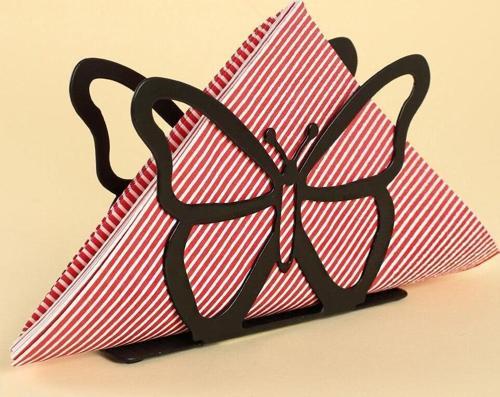  Home Kelebek Siyah Metal Peçetelik