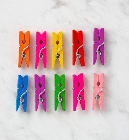  10 lu Karışık Renk Mini Ahşap Mandal