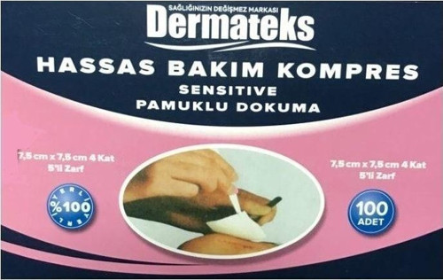 Hassas Bakım Kompres Pamuklu Dokuma Steril Gaz Kompres 7.5 Cm X 7.5 Cm