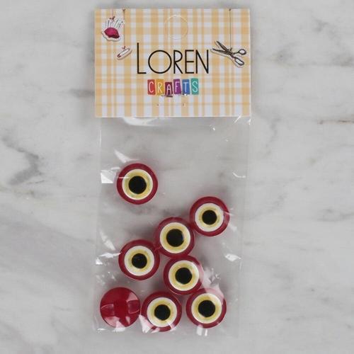  Crafts kırmızı 8 li nazar boncuğu düğme - 16