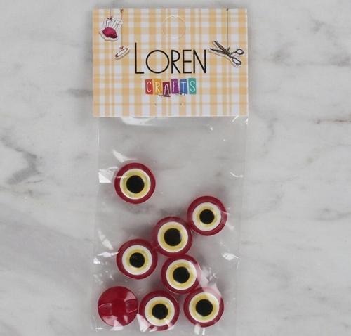 Crafts kırmızı 8 li nazar boncuğu düğme - 16