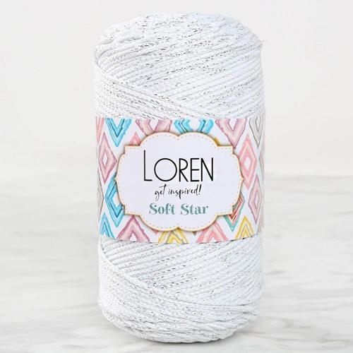  Soft Star Makrome İpi Gümüş Simli Beyaz RM10