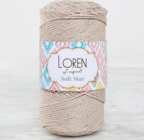  Soft Star Makrome İpi Gümüş Simli Bej RM101