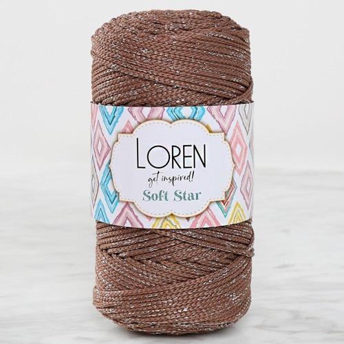  Soft Star Makrome İpi Gümüş Simli Kahverengi