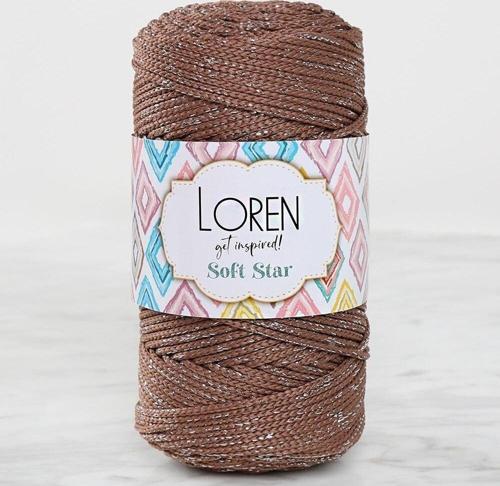  Soft Star Makrome İpi Gümüş Simli Kahverengi
