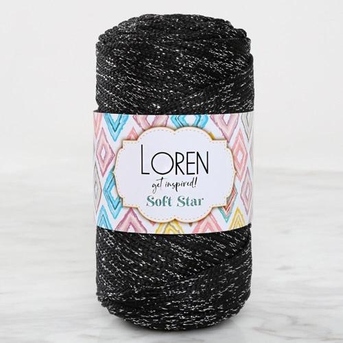  Soft Star Makrome İpi Gümüş Simli Siyah RM10