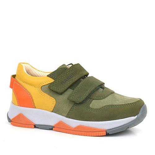 Hakiki Deri Haki Turuncu Sarı Çocuk Sneakers Spor Ayakkabı