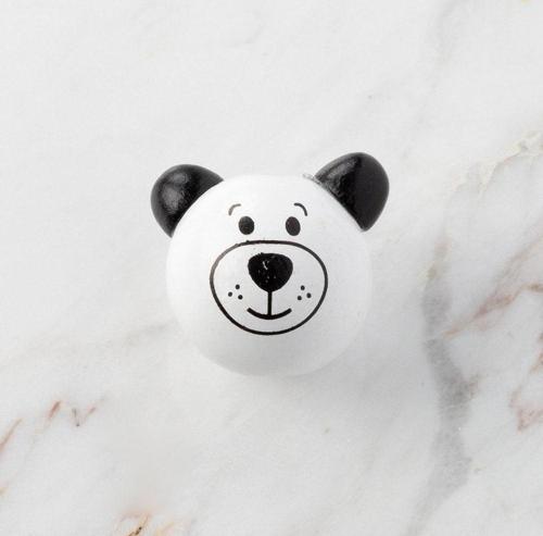  1 Adet Kulağı Siyah Ayı Figürlü Ahşap Boncuk