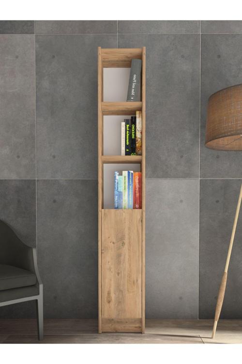Flat30 Kitaplık 1 Kapaklı Kütüphane Çok Amaçlı Dolap Çam