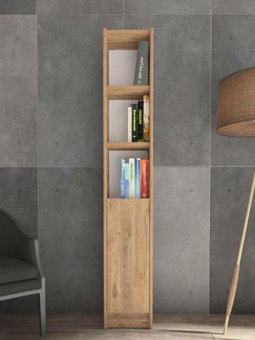 Flat30 Kitaplık 1 Kapaklı Kütüphane Çok Amaçlı Dolap Çam