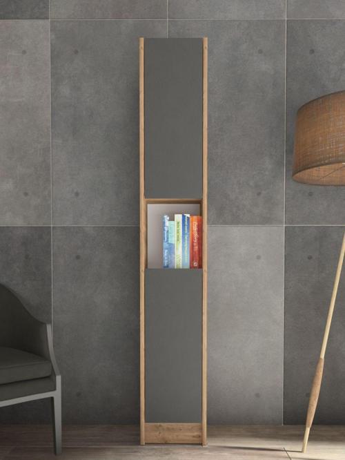 Flat30 Kitaplık 2 Kapaklı Çok Amaçlı Dolap Çam Antrasit