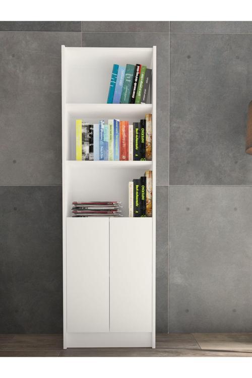 Flat56 Kitaplık 2 Kapaklı Kütüphane Beyaz