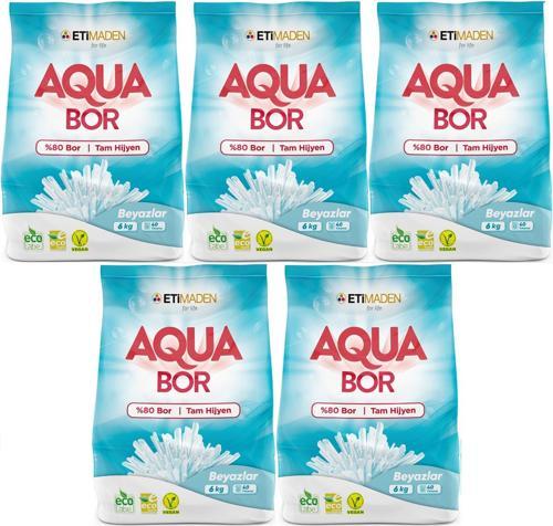 AquaBor Matik Toz Çamaşır Deterjanı 30KG (Beyazlar İçin) 200 Yıkama (5PK*6KG)