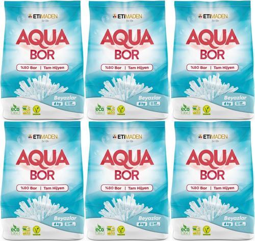 AquaBor Matik Toz Çamaşır Deterjanı 36KG (Beyazlar İçin) 240 Yıkama (6PK*6KG)