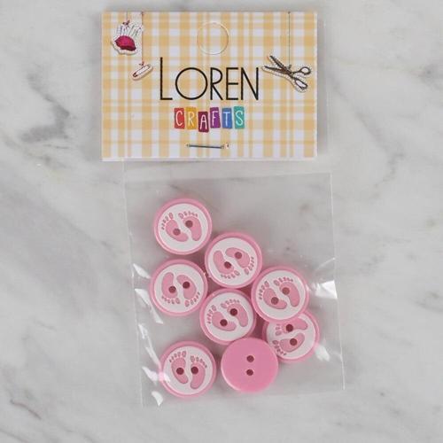  Crafts pembe 8 li ayak izi düğme - 436