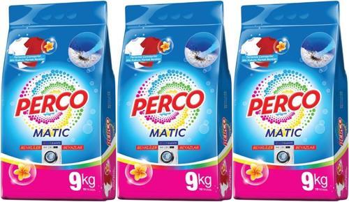 Perco Matik Toz Çamaşır Deterjanı 27KG Beyazlar ve Renkliler Tüm Çamaşırlar (216 Yıkama) (3PK*9KG)
