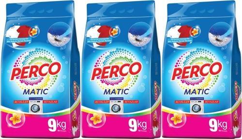 Perco Matik Toz Çamaşır Deterjanı 27KG Beyazlar ve Renkliler Tüm Çamaşırlar (216 Yıkama) (3PK*9KG)