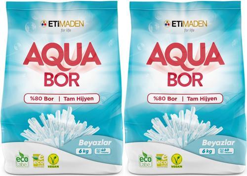 AquaBor Matik Toz Çamaşır Deterjanı 12KG (Beyazlar İçin) 80 Yıkama (2PK*6KG)