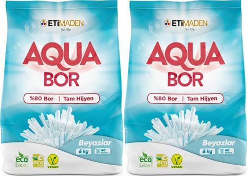 AquaBor Matik Toz Çamaşır Deterjanı 12KG (Beyazlar İçin) 80 Yıkama (2PK*6KG)