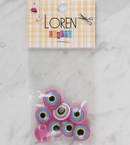 Crafts pembe 8 li nazar boncuğu düğme - 168
