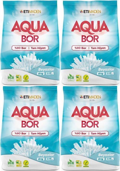 AquaBor Matik Toz Çamaşır Deterjanı 24KG (Beyazlar İçin) 160 Yıkama (4PK*6KG)