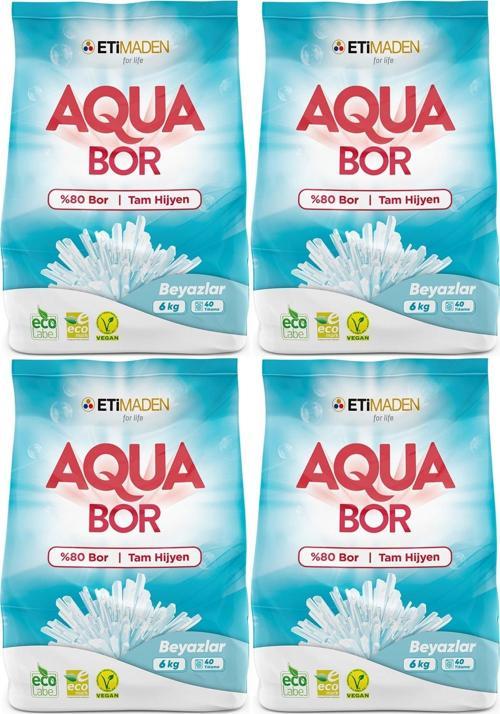 AquaBor Matik Toz Çamaşır Deterjanı 24KG (Beyazlar İçin) 160 Yıkama (4PK*6KG)