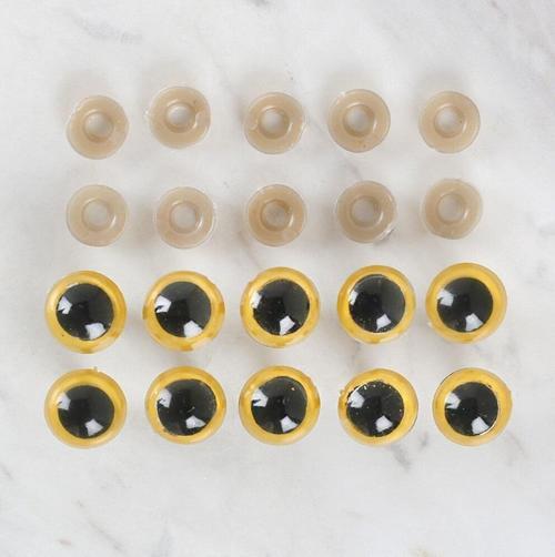  14 mm Açık Sarı 5 Çift Amigurumi Göz